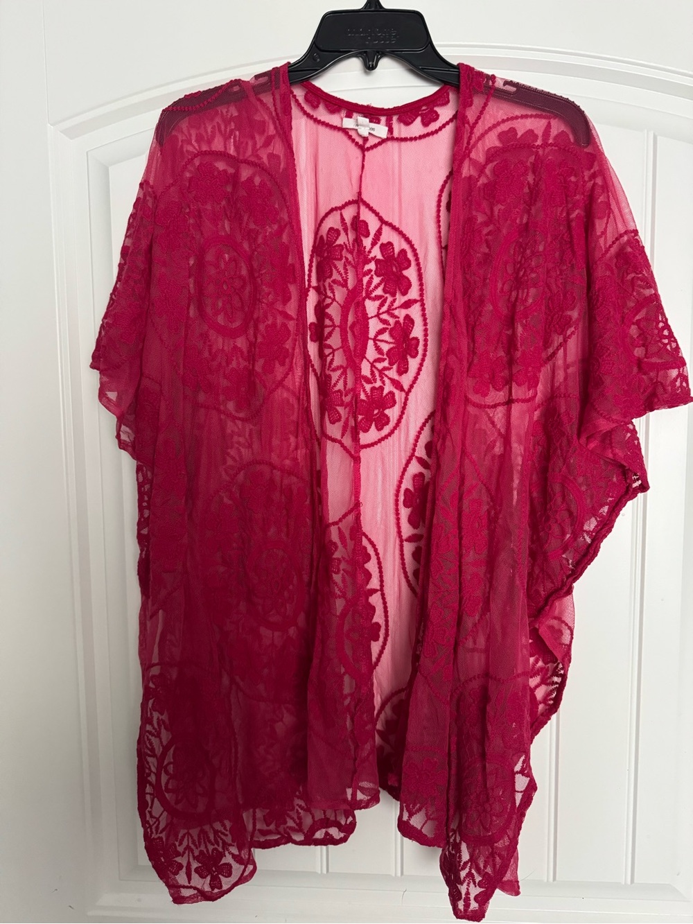 Maurices Fuchsia Lace Sheer Kimono Cardigan